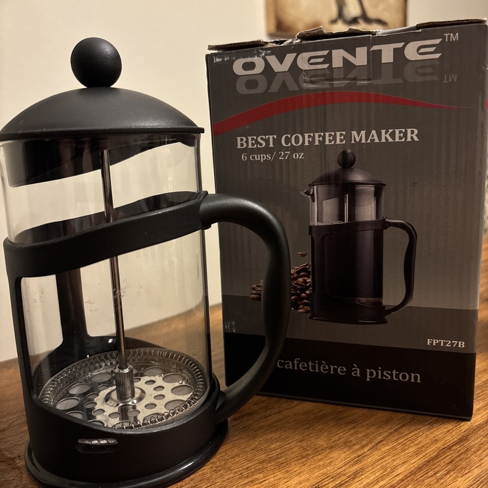 Ovente French Press Coffee, Tea and Espresso Maker, NIB, 6 Cups Or 27 Oz